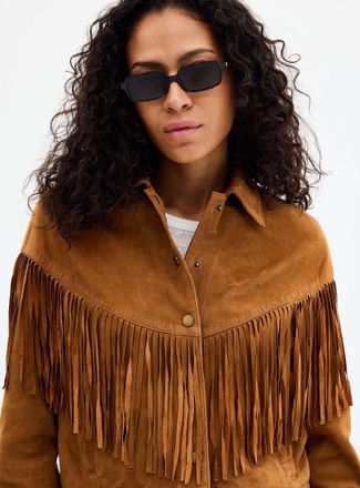 Contemporaine Womens Supple fringed suede jacket