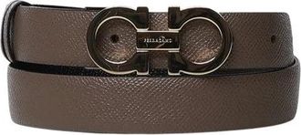 Ferragamo Gancini Omkeerbare Riem - Dames - Riemen - Bruin - 80 CM - Leer - Accessoires
