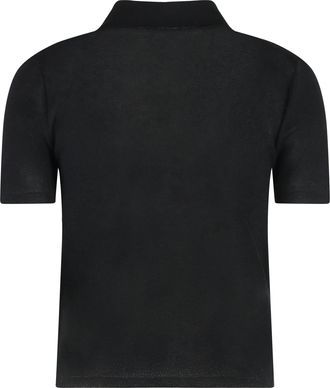 Moncler Womens Knitted Cotton-Blend Polo Shirt Black Tops