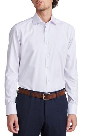 Emanuel Berg Modern Fit Check Cotton Dress Shirt in Light Pastel Pink at Nordstrom, Size 42
