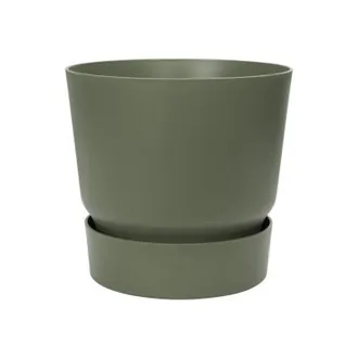 ELHO Maceta Redonda Greenville 25 - Exterior - &Oslash; 24,48 X H 23,31 Cm - Verde Hoja - Elho