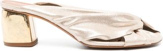 Forte_Forte twisted block-heel sandals - women - Leather/Leather/Leather - 36 - Gold