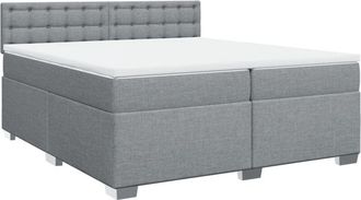vidaXL Cama Box Spring Con Colch&oacute;n Tela Gris Claro 200x200 Cm Vidaxl