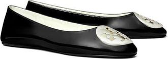 Tory Burch Reva Travel Ballet Flat in Perfect Black/Silver at Nordstrom, Size 10.5