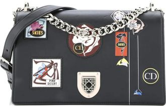 Dior Diorama Flap Bag Patch Embellished Leather Medium shoulder bag - Zwart