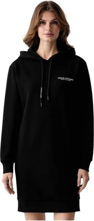 A|X Armani Exchange Hooded Knit Mini Dress - Dames - Korte kleedjes - Zwart - XS - Katoen - Kleedjes