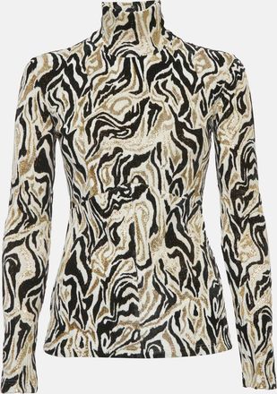 Paco Rabanne White/black Lurex Velvet High Neck Top