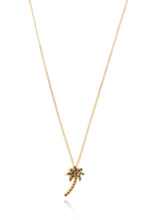 Palm Angels Palm Tree Pendant Rhinestone Embellishment Necklace
