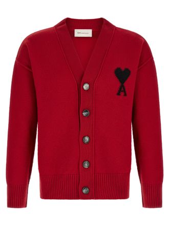 Ami Red Wool Mens Cardigan