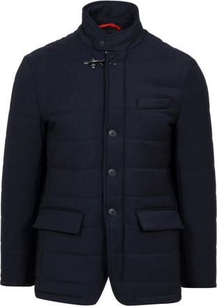 Fay Jassen, Heren, Blauw, L, Leer, Gewatteerde donsjas