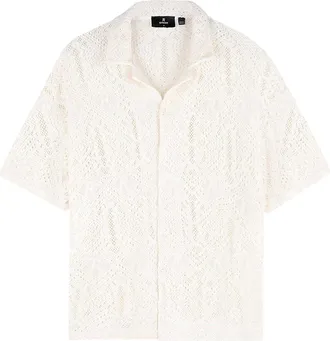 Represent Heren Katoenen Gehaakt Detail Shirt (Off White)