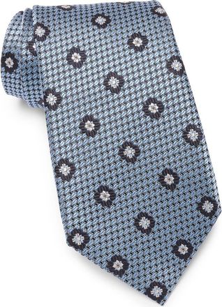 Ermenegildo Zegna Floral Medallion Silk Tie in Bright Blue at Nordstrom