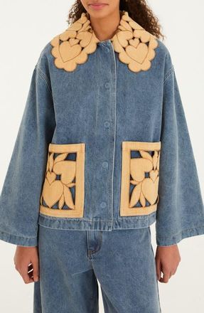 Farm Rio Richelieu Denim Barn Jacket at Nordstrom, Size X-Small