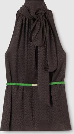 Gucci Horsebit Silk Jacquard Dress, Brown, Ready-to-wear
