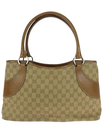 Gucci Beige Gg Canvas & Leather Tote (Authentic Pre-Loved)