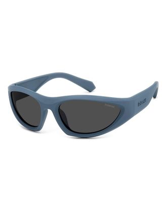 Polaroid Sunglasses Polaroid - Occhiali da sole sportivi avvolgenti blu con lenti polarizzate grigie