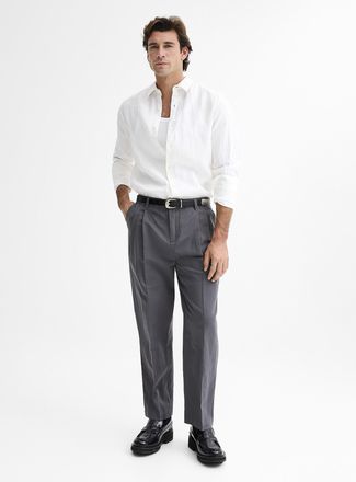 Le 31 Mens Cotton-linen pant Reykjavik fit - Tapered with pleats