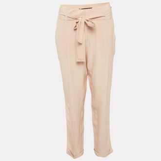 Roberto Cavalli Powder Pink Silk Belted Pants