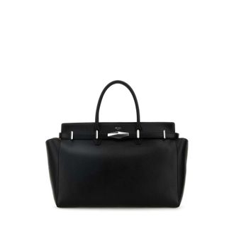 Jimmy Choo London Black Leather Large Diamond Belted Shopping Bag