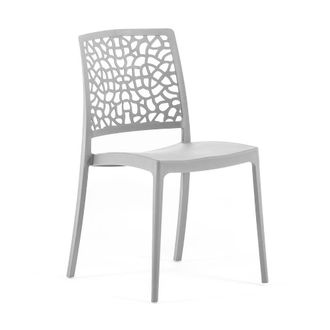 Siediti Fuori e Dentro Set de 6 sillas de jardín apilables en resina gris claro