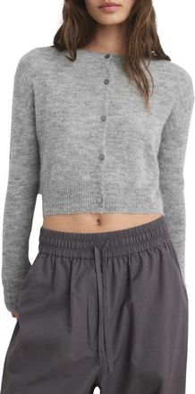 Mango Crop Cardigan in Medium Heather Grey at Nordstrom, Size Small