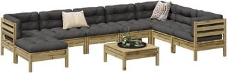 vidaXL Set De Sof&aacute;s Jard&iacute;n 9 Pzas Con Cojines Madera Pino Impregnada Vidaxl