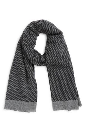Andrew Stewart Houndstooth Cashmere Scarf in Black at Nordstrom