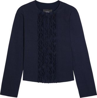 Emporio Armani Ruffled Crepe Jacket - Navy - 40 (UK8 / S)