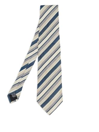 BOSS 2024 Diagonal Stripe Silk Tie - men - Silk - One Size - Blue