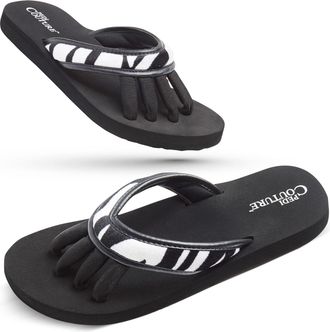 Pedi Couture Pedicure Sandals for Women - Toe Separator Slippers, Zebra, L