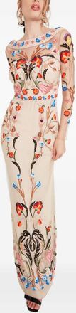 Temperley London Abito Toledo a maniche lunghe con ricamo a fiori - Toni neutri