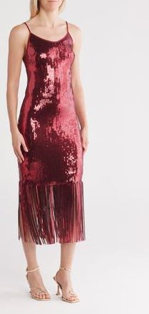 Nanette Lepore Deco Fringe Sequin Dress in Red at Nordstrom Rack, Size 10