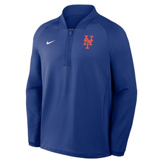 Nike New York Mets Authentic Collection Nike Mens Dri-FIT MLB 1/2-Zip Long-Sleeve Top in Blue | 04H94EWNME-KRR
