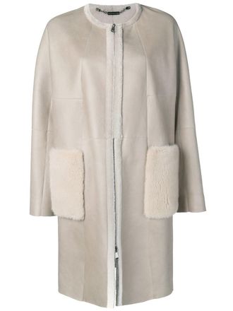 Manzoni24 Cappotto con tasche di pelliccia - Toni neutri