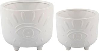 Flora Bunda Matte White 6 & 4.75 Evil Eye Ceramic Footed Planter- Set of 2 at Nordstrom Rack