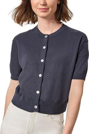 Lilla P Short Sleeve Linen-Blend Cardigan