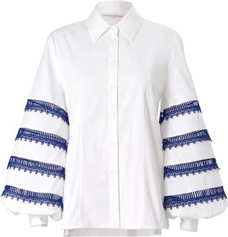 Carolina Herrera lace-trim shirt - women - Polyurethane/Cotton - 10 - White