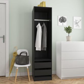 vidaXL Vidaxl - Armario Con Cajones De Madera Contrachapada Negro 50x50x200 Cm