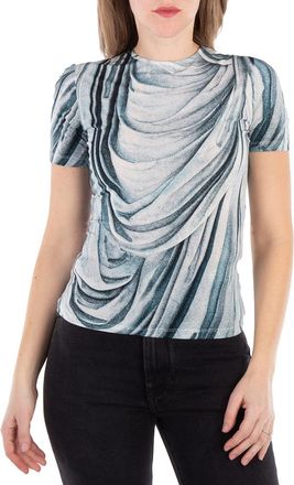 Paco Rabanne Ladies Blue Drape T-Shirt