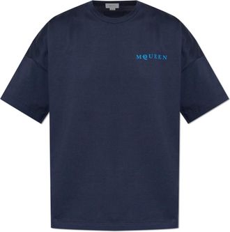 Alexander McQueen Logo Oversized T-shirt - Heren - T-shirts - Blauw - L - Katoen - Tops