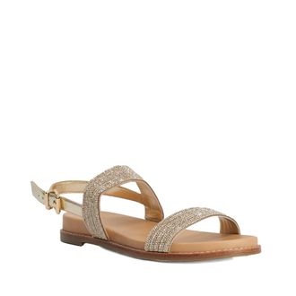 Dune London Womens Ladies Levias - Embellished Flat Sandals - Gold - Size UK 3