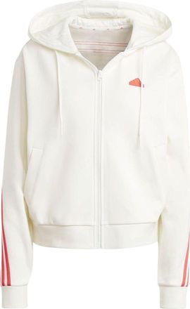 adidas (WMNS) adidas Future Icons 3-Stripes Full Zip Hoodie Asia Sizing White Bright Red IS3679