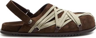 Rick Owens Mega Lace Suede Mules - Brown - 45 (IT45 / UK11)