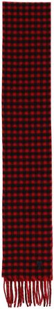 Ami Red Checkered Wool Scarf