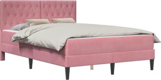 vidaXL Estructura De Cama Con Colch&oacute;n Rosa 140 X 190 Cm Terciopelo Vidaxl