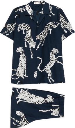 Olivia Von Halle Twee pyjamas met print en korte mouwen - Blauw