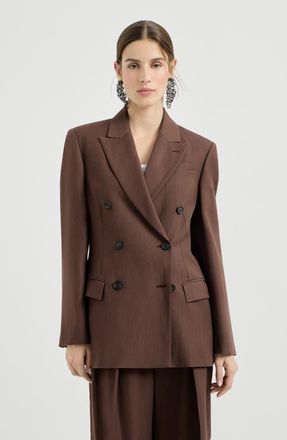 Brunello Cucinelli Fluid twill blazer in Cocoa at Nordstrom, Size 38 It