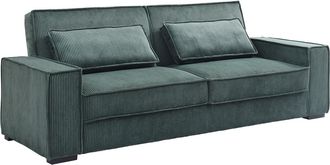 Vente-Unique Sof&aacute; de 3 plazas convertible de pana verde pino FINORO