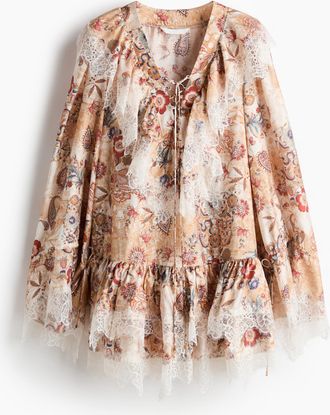 H&M Kleid mit Spitzenborte - Orange