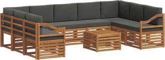 vidaXL Conjunto De Sof&aacute;s De Exterior 10 Uds. Natural Y Antracita Vidaxl